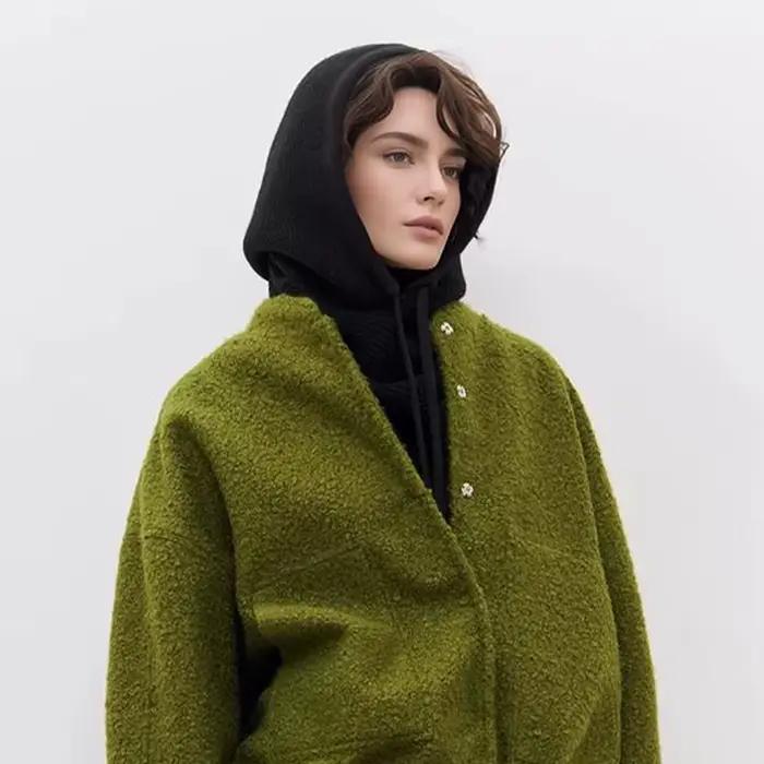 Cagoule d'hiver pour femmes, écharpe tricotée, casquettes à capuche, col chaud pour l'extérieur, bon