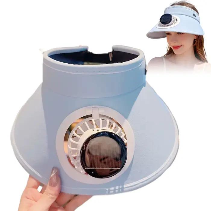 Casquette de soleil d'extérieur avec ventilateur intégré, visière vide, chapeau de plage, pare-solei