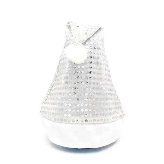 Chapeaux de père noël pour adultes et enfants, casquettes de noël, rouge, or brillant, argent, décor