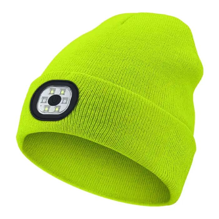 Bonnet unisexe avec lampe de poche LED, chapeau de nuit, pêche, camping, chaud, hiver