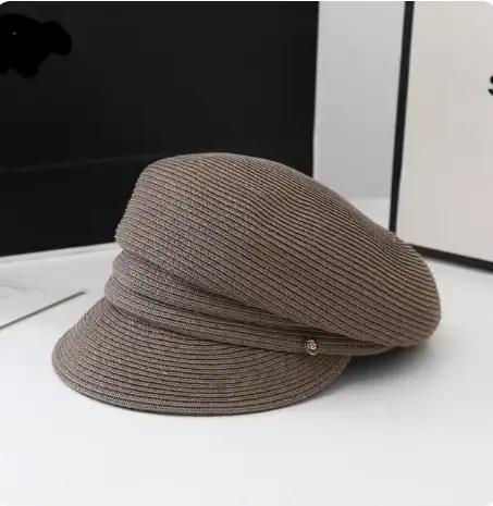 Chapeaux japonais pour femmes, casquette de journal octogonale unie, chapeau de paille décontracté p