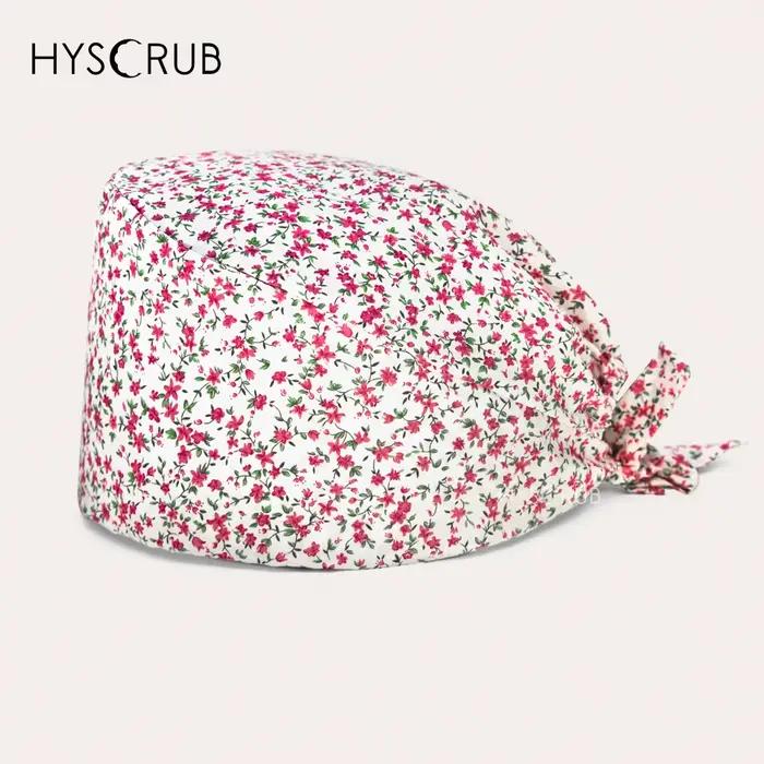 Bonnet chirurgical imprimé floral rose, bonnet de tête d'infirmière de médecin, bonnet de gommage 10