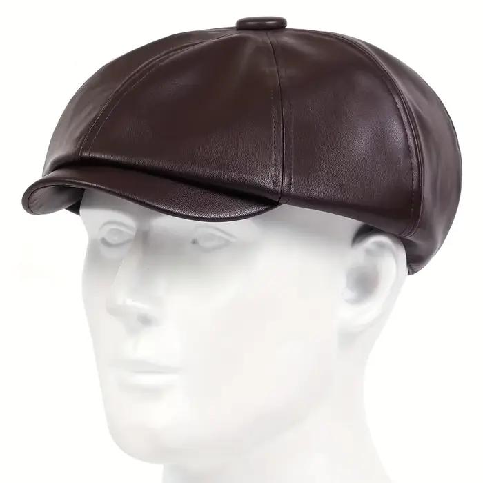 Chapeaux Printemps-Automne pour Femmes, Casquette Octogonale Unie en Similicuir, Béret Décontracté p