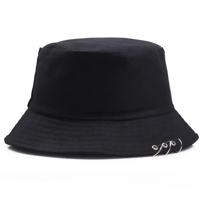 COKK – chapeau de pêcheur pour femmes et hommes, avec anneaux, Hip Hop, couleur unie, mode coréenne,