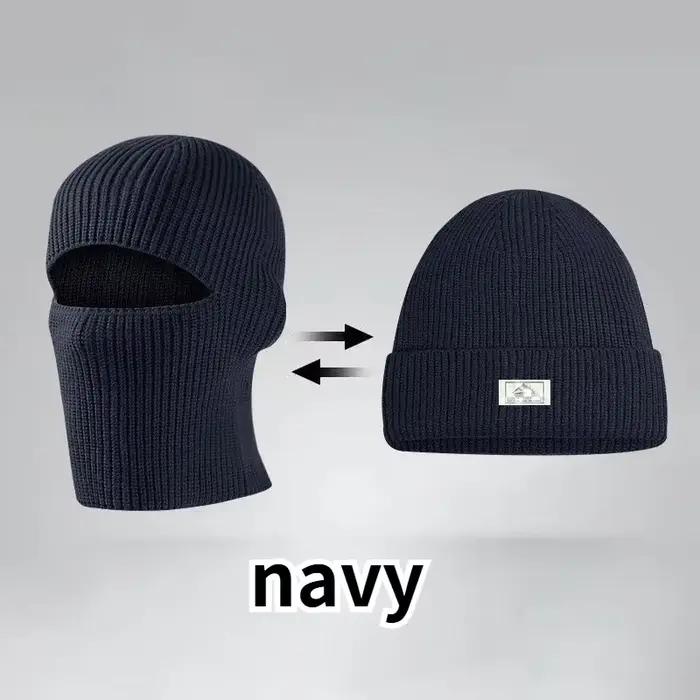 Cagoule d'hiver 2 en 1 pour hommes et femmes, bonnet tricoté, masque complet, chaud, Ski, tactique, 