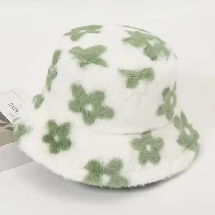 Chapeau seau en fourrure moelleuse pour femmes, haut plat solide, chapeau de soleil épais et chaud p
