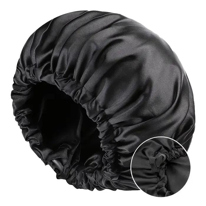 Bonnet en soie douce pour femmes, Double couche lisse, bouton réglable, chapeau de cheveux pour le q