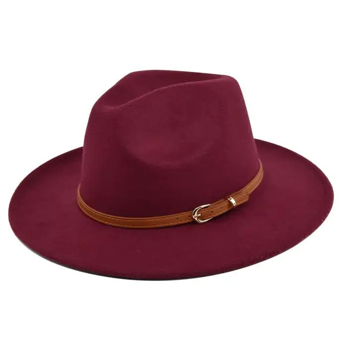 Chapeau Fedora classique à large bord de 56-60 cm pour femmes et hommes, imitation feutre de laine, 