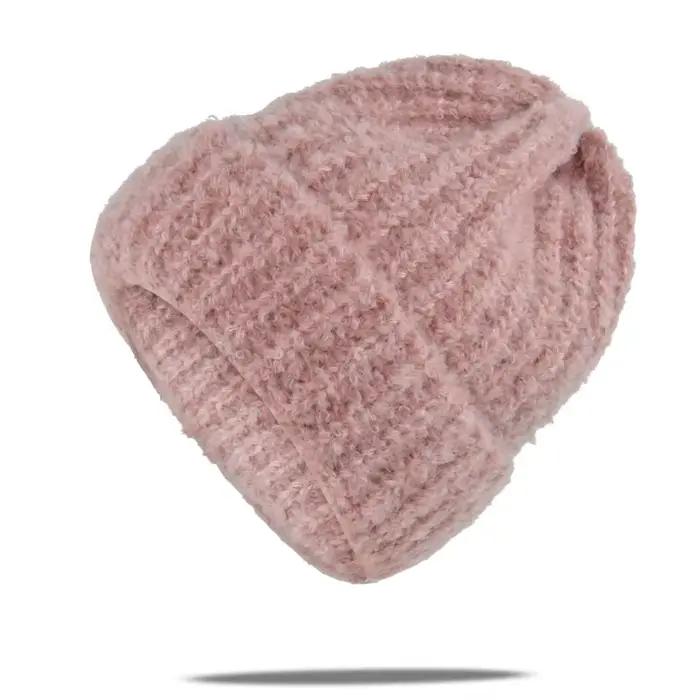 Bonnet côtelé tricoté doux et épais, thermique, tendance, pour temps froid, bord élastique côtelé, a