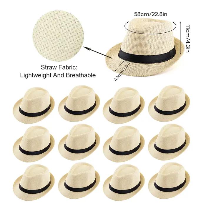 Chapeaux Fedora en paille pour hommes et femmes, chapeau Panama pour fête de mariage, chapeau de sol