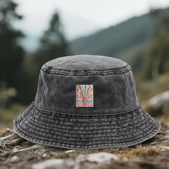 1 chapeau, chapeau bob imprimé « You Are Enough », chapeau de papa tendance, chapeau de couleur unie