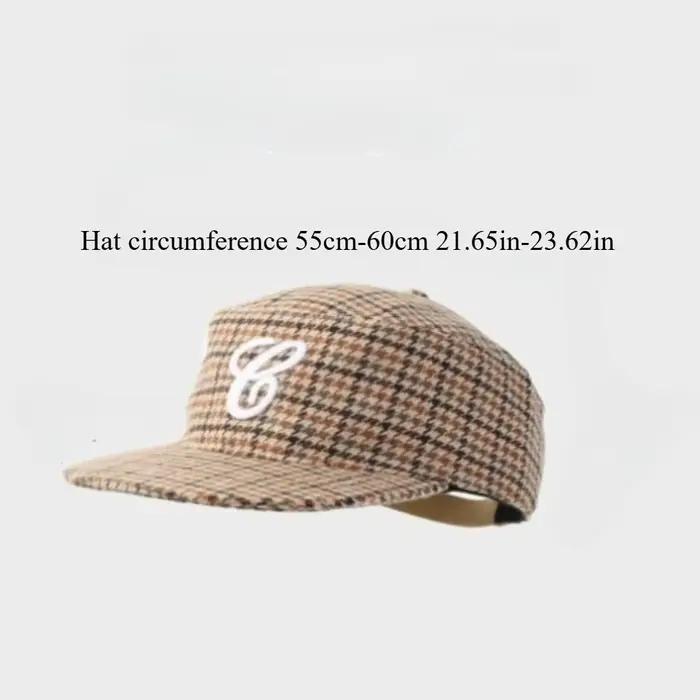Casquette vintage à dessus plat, à carreaux, avec broderie de lettres, imprimé léopard, casquette de