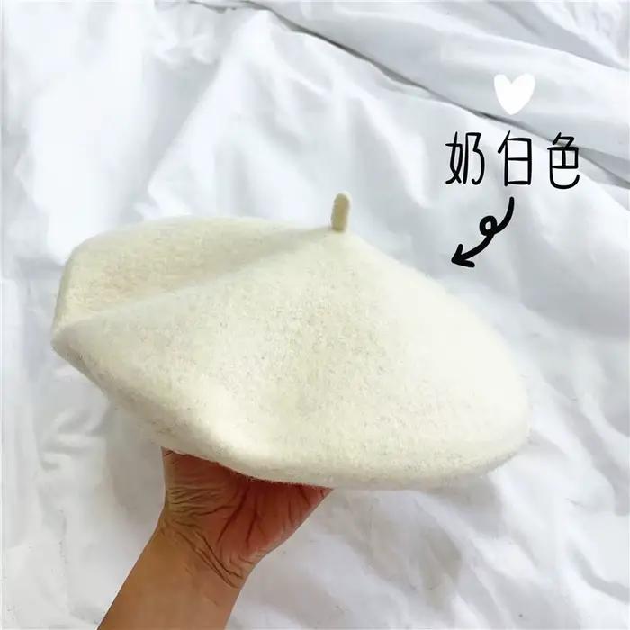 Béret en laine pour adulte, chapeau d'artiste, épais et chaud, style citrouille française