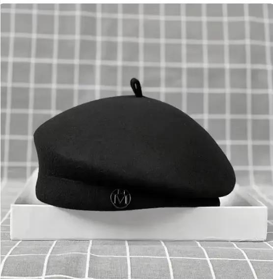 Classique dames béret chapeau fantaisie laine feutre chapeau plus chaud hiver chapeau casquette blan