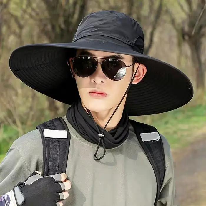 Chapeau de soleil anti-UV à large bord, en maille respirante, idéal pour les aventures en plein air