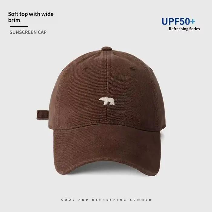 【R】Casquette de baseball brodée avec un motif d'ours, casquette unisexe en kaki doux, casquette déco