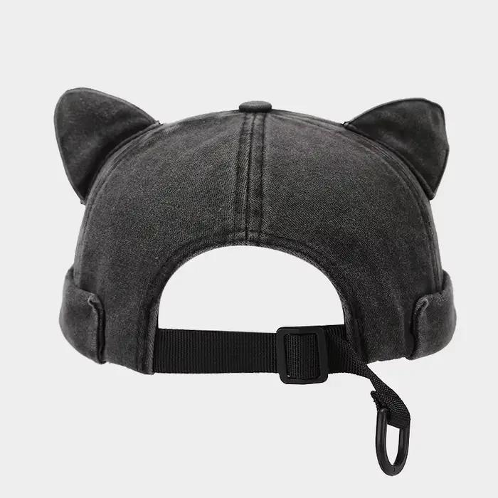 Nouveau mignon oreilles de chat Melon peau casquette femmes réglable mode polyvalent sans bords dôme