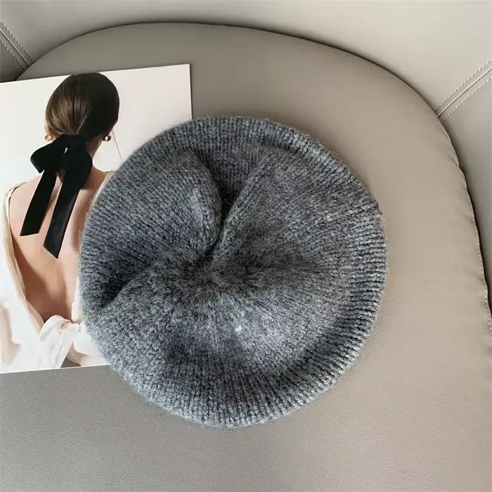Béret tricoté pour femmes et hommes, chapeau chaud et extensible, grande taille, casquette de peintr