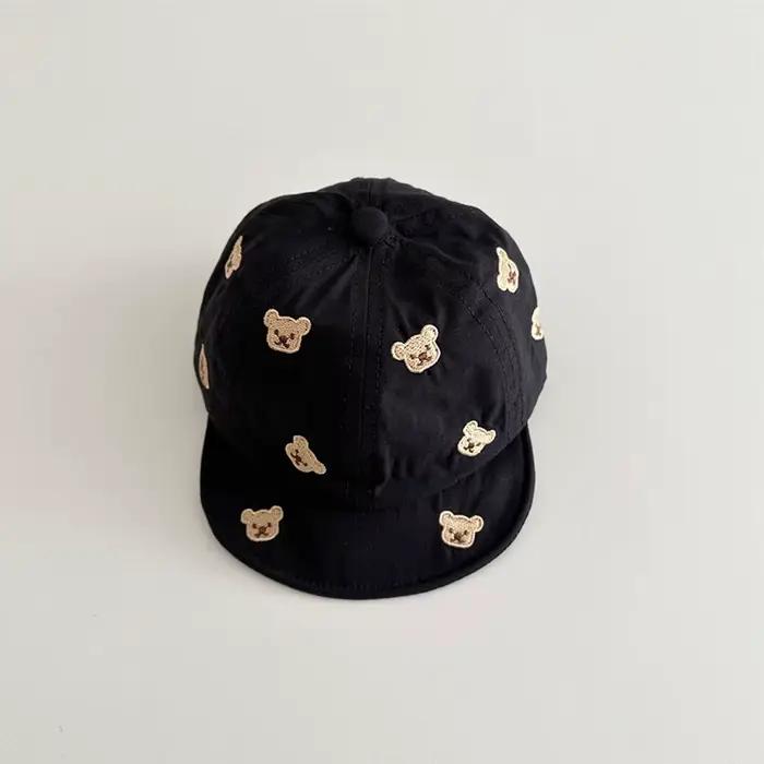 Nouvelle casquette plate pour enfants printemps 2-6T, casquette à visière brodée ours pour filles, 6