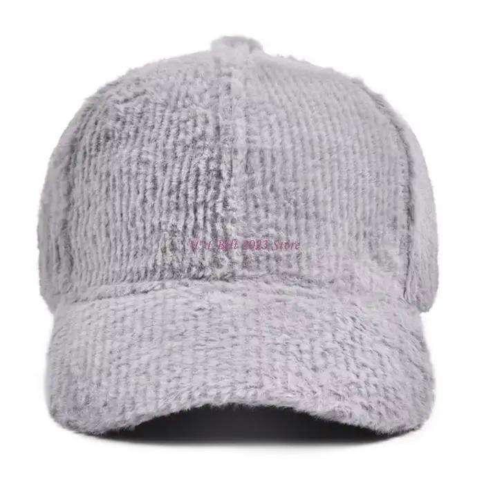 49ME – chapeau Baseball en fausse fourrure pour femmes hommes, unisexe, à Long bord, en peluche chau
