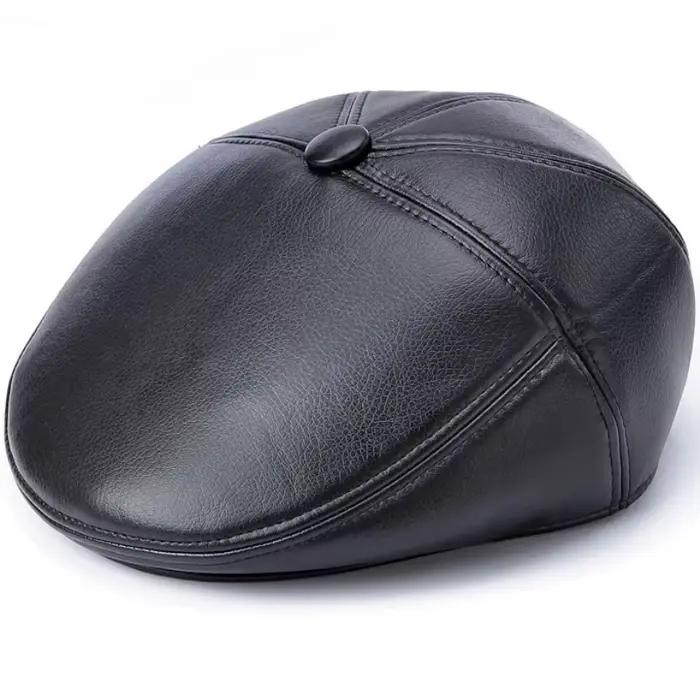 Casquette béret en cuir de haute qualité pour hommes, chapeaux pour hommes âgés, chapeaux chauds pou
