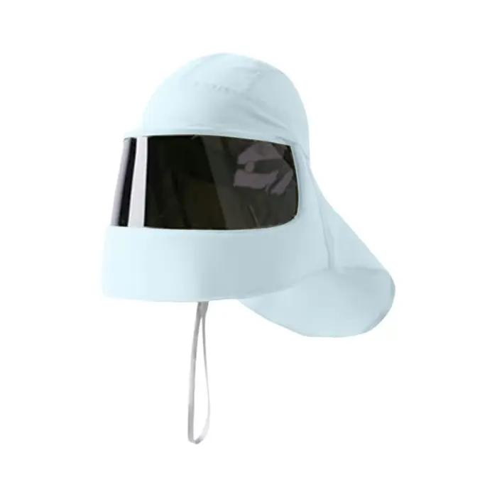 Chapeau de soleil anti-UV avec masque intégré en soie glacée respirante pour femme, protection solai