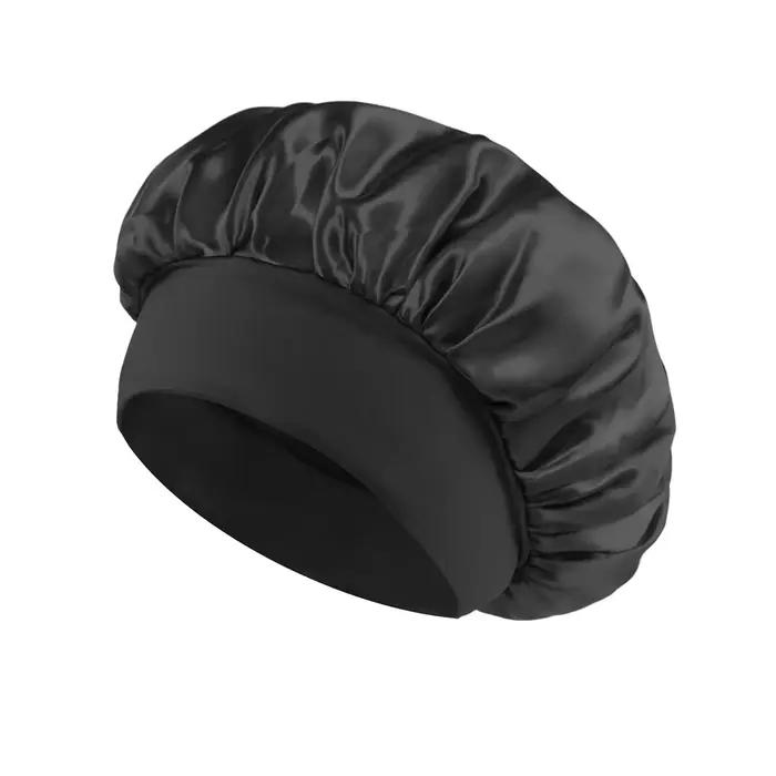 Bonnet en Satin pour dormir, Bonnet en soie pour femmes, solide, à large bord, avec bande élastique 