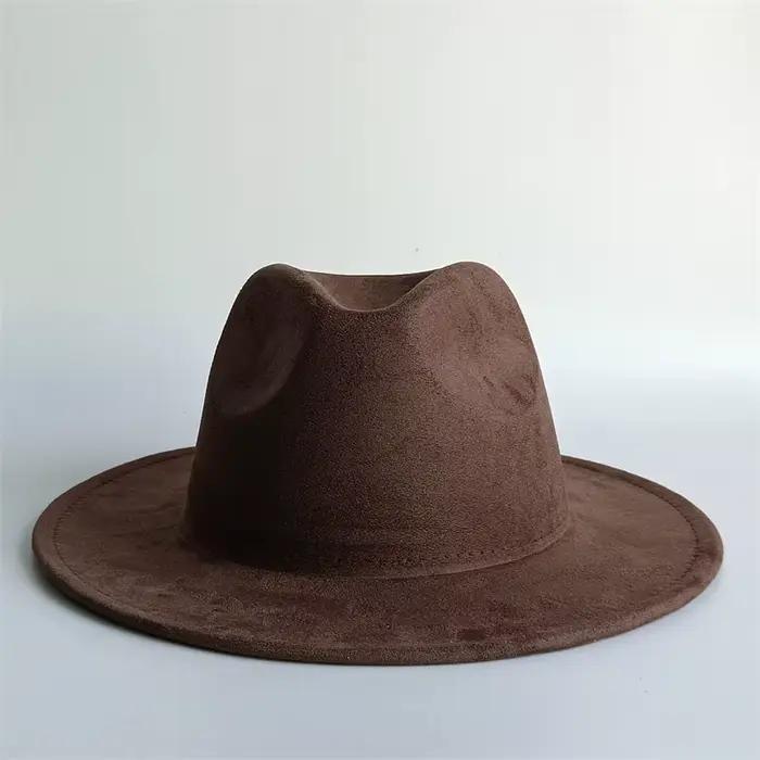 Camel 7 cm chapeau en daim chapeau de jazz pour hommes chapeau Panama chapeau unisexe chapeau vert p