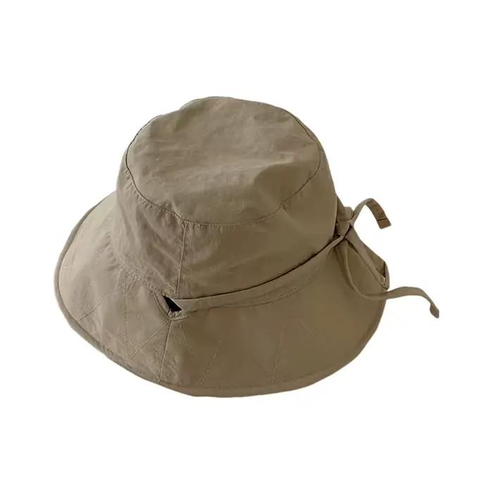 Chapeau de pêcheur avec attaches, casquette seau de soleil pour femmes, voyage en plein air, randonn
