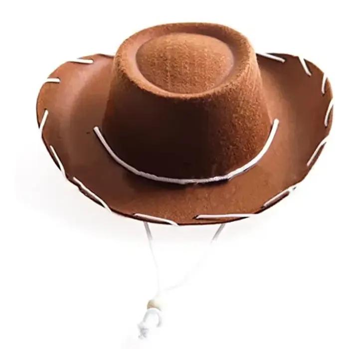 Chapeaux de Cowboy en feutre marron, chapeau de noël sur le thème occidental, accessoire de Costume 