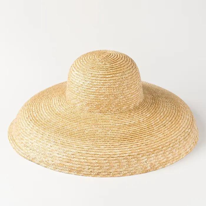 Nouveau chapeau de soleil en paille de blé naturelle style Hepburn, élégant et rétro, chapeau de pla