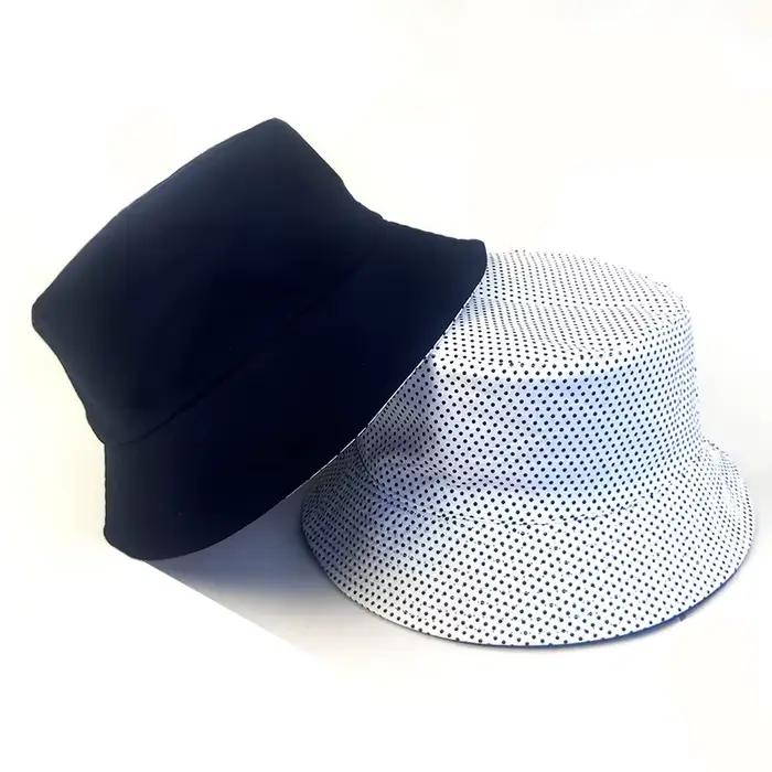 Chapeau seau noir à pois solides, vêtements à deux côtés, casquettes Bob simples unisexes Hip Hop Go
