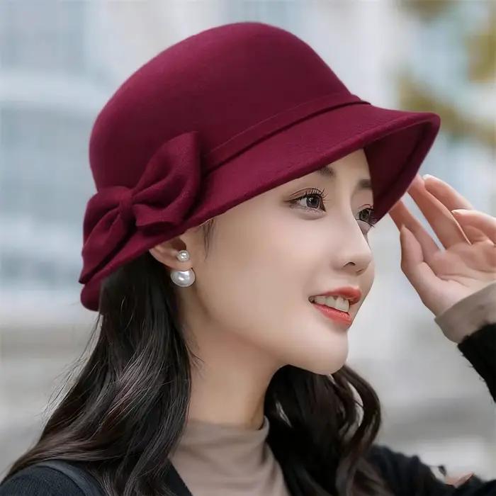 Chapeau seau rond en feutre de laine pour femmes, nouvelle tendance automne hiver coréen rétro Style