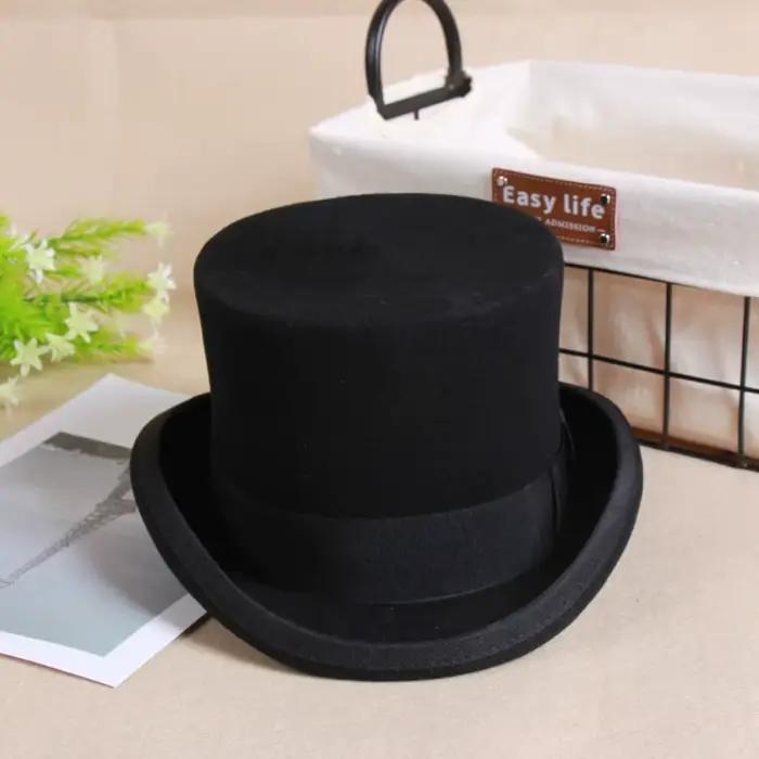 Chapeau haut-de-forme en laine formelle, doublure en Satin, accessoires de smoking, chapeau de Perfo