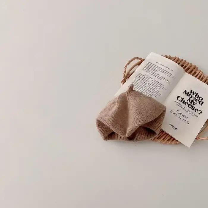 Ins Wind Cream-Béret en tricot pour enfants, chapeau de peintre pour bébé, casquette en laine douce 