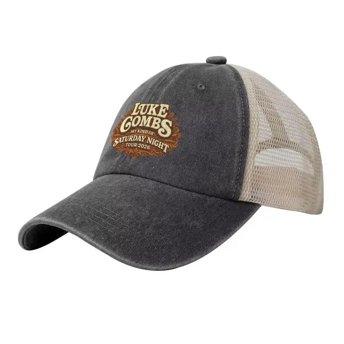 Casquette de baseball unisexe Luke Combs My Kind Of Saturday Night Tour 2026 en maille, anti-UV, ave