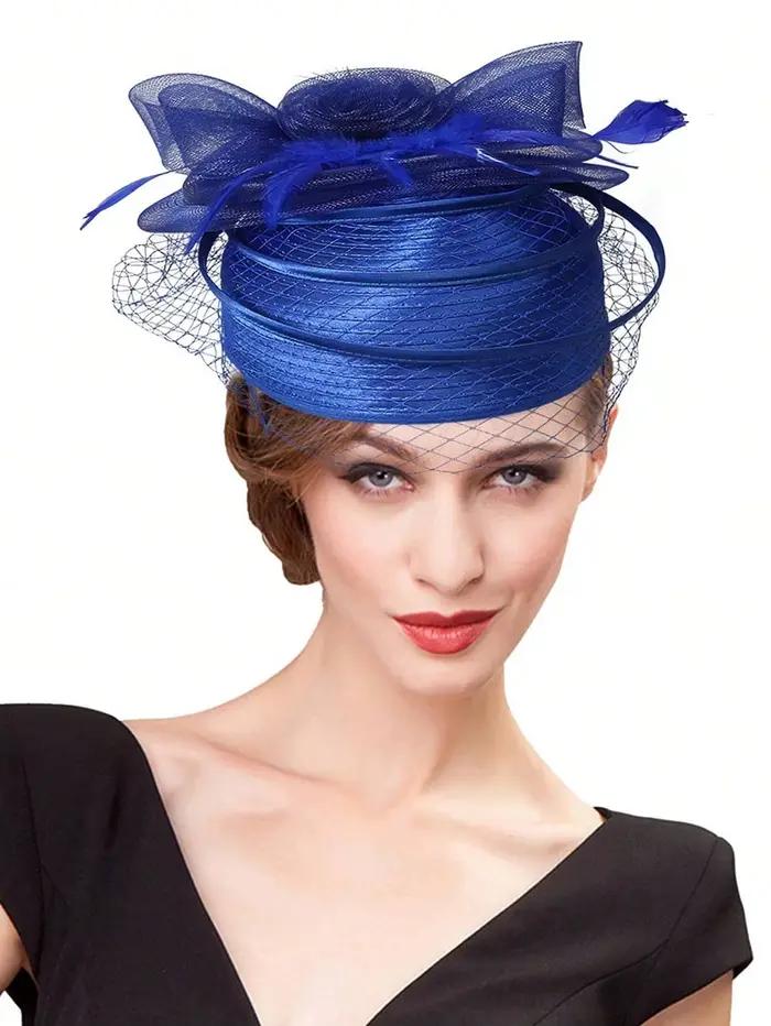 Chapeaux de Patients de Mariage pour Femme, Fascinateurs avec Voile de Plumes, Robe de Cocktail, Thé