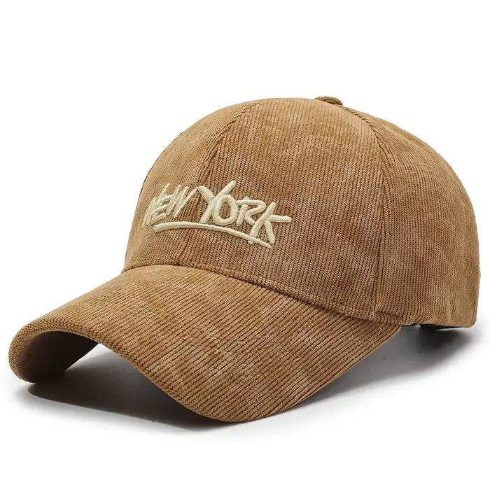 Casquette de baseball en velours côtelé tendance pour femme, hiver, polyvalente, résistante au froid