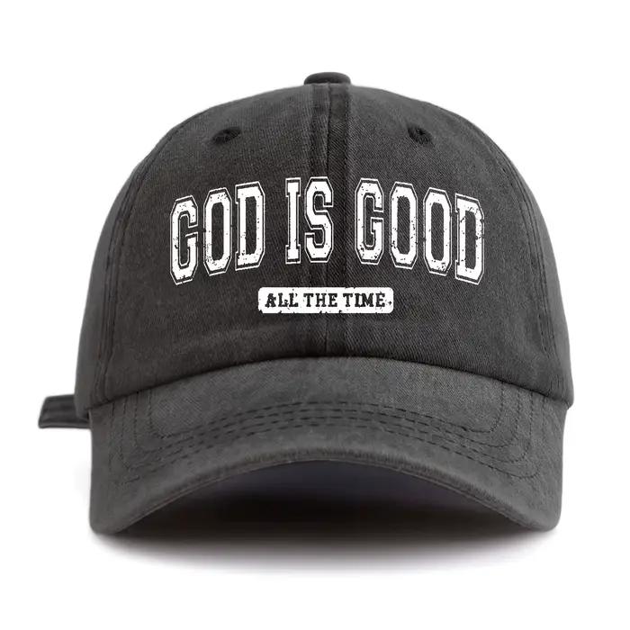 GOD IS GOOD Chapeau de baseball imprimé délavé à l'eau Simple, décontracté, à la mode, taille réglab