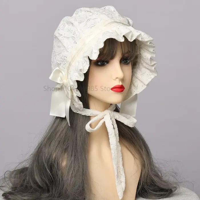 Bonnet en dentelle réglable rétro pour femmes, casquette de Village douce de Style victorien, chapea