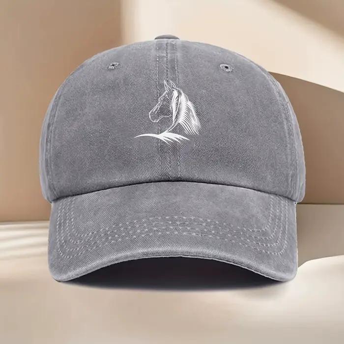 Casquette de Baseball imprimée cheval pour femmes, 1 pièce, Design tête de cheval élégant, tissu Tex