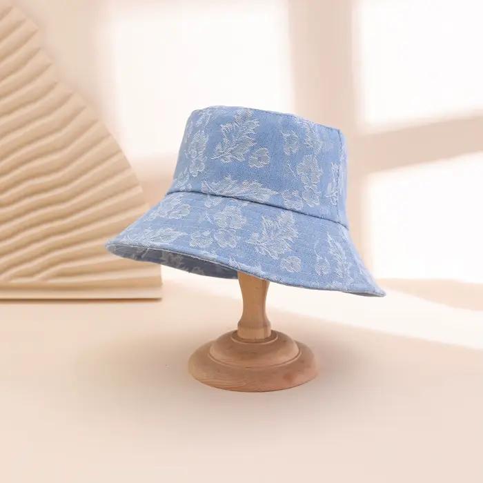 Casquette à visière en jacquard lavé à l'eau de style coréen, à large bord et protection solaire, de