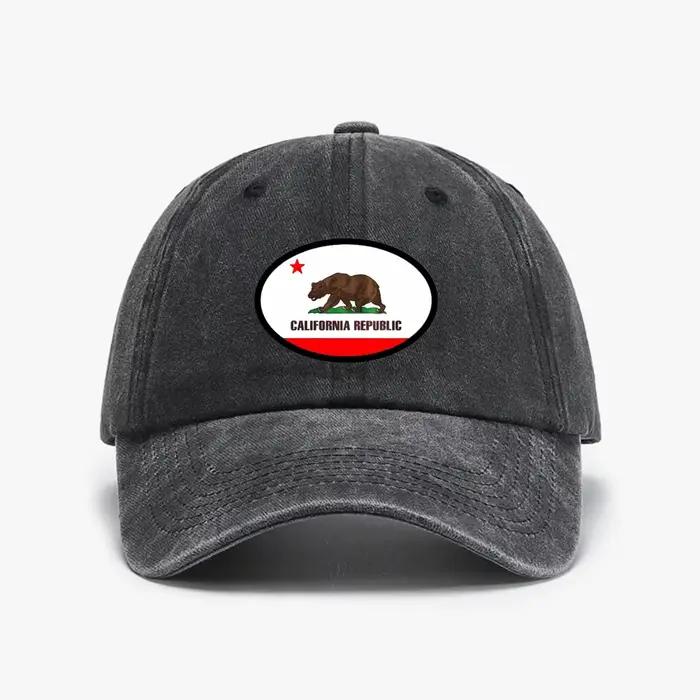 Casquette de baseball unisexe avec drapeau de la République de Californie, effet vieilli et délavé, 