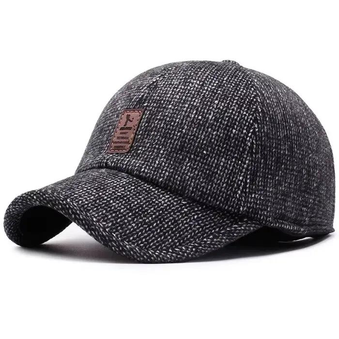 Casquette de baseball épaisse en laine avec oreillettes pour homme, couvre-oreilles, chapeaux de gol