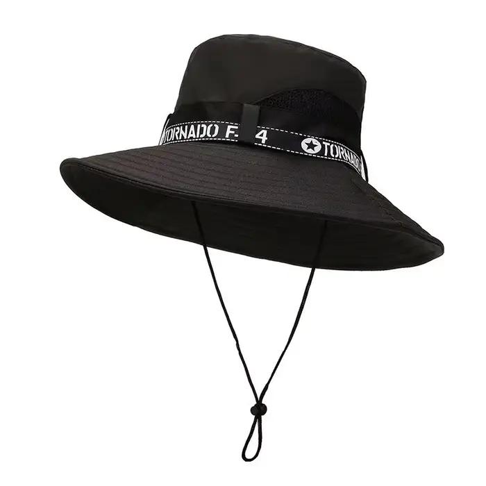 Chapeau seau de couleur unie pour hommes et femmes, chapeau de soleil à grand bord, pliable, pour pê