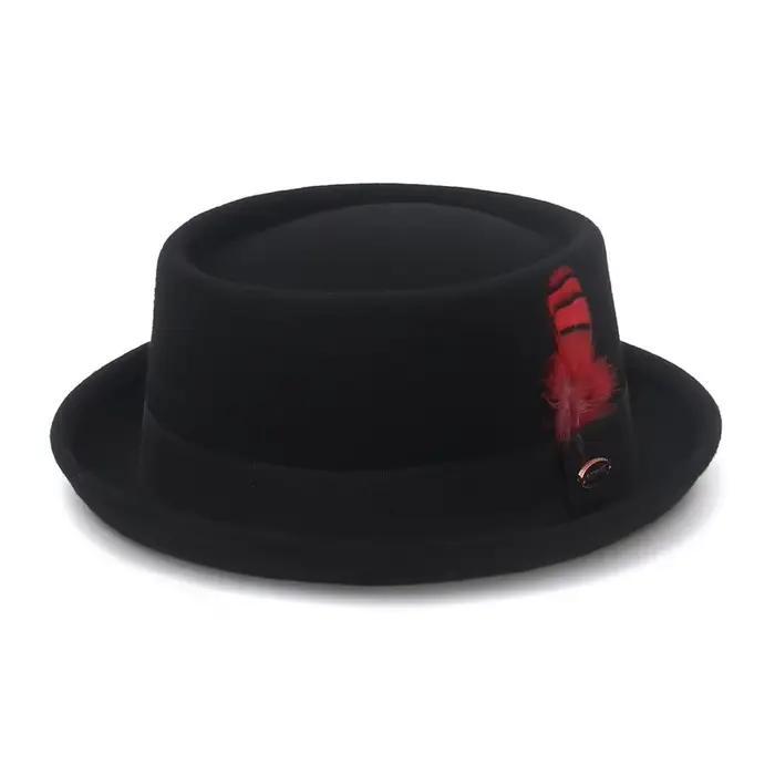 GEMVIE 100% laine feutre écrasable hommes femmes porcpie Fedora chapeau à bord court automne hiver p