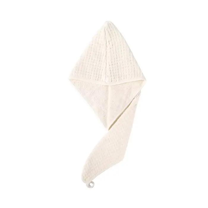 Bonnet de Douche en Coton Pur à Double Couche, Sac Absorbant, Turban, Serviette de Tête