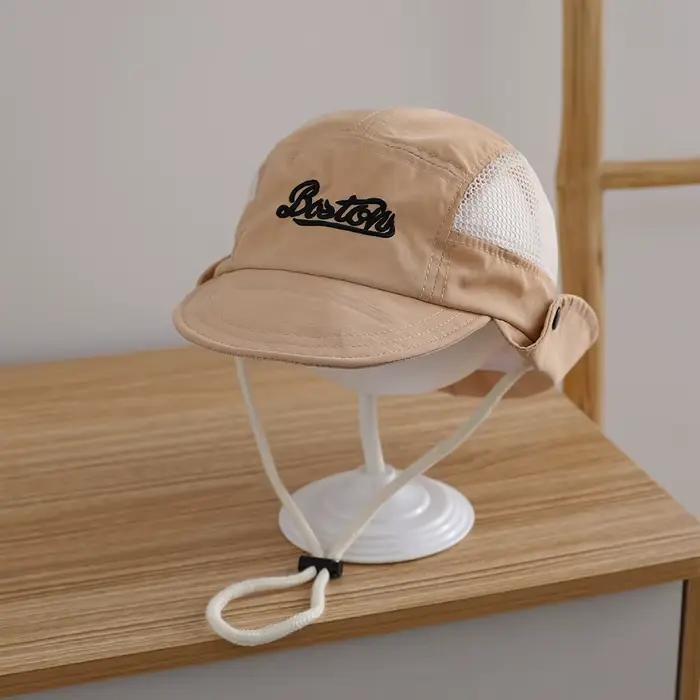 Chapeau pour enfants, simple broderie, lettres BO, double face, écharpe en toile avec fermeture à br