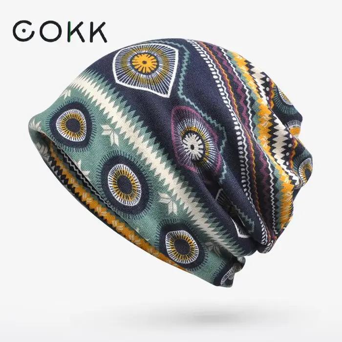 COKK – Bonnet de protection en coton pour femme et homme, style Vintage, élastique et extensible, id