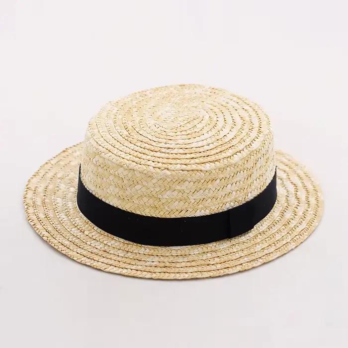 Mode été femmes à large bord Chapeau de paille naturelle Chapeau femme chapeaux de soleil plaisancie